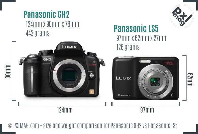 Panasonic GH2 vs Panasonic LS5 size comparison