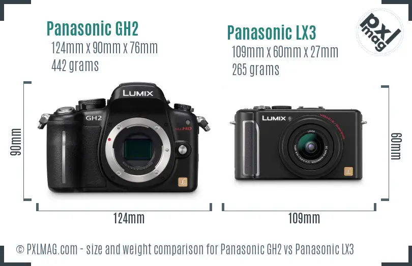 Panasonic GH2 vs Panasonic LX3 size comparison