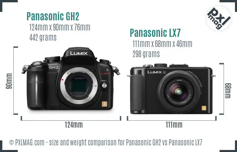 Panasonic GH2 vs Panasonic LX7 size comparison