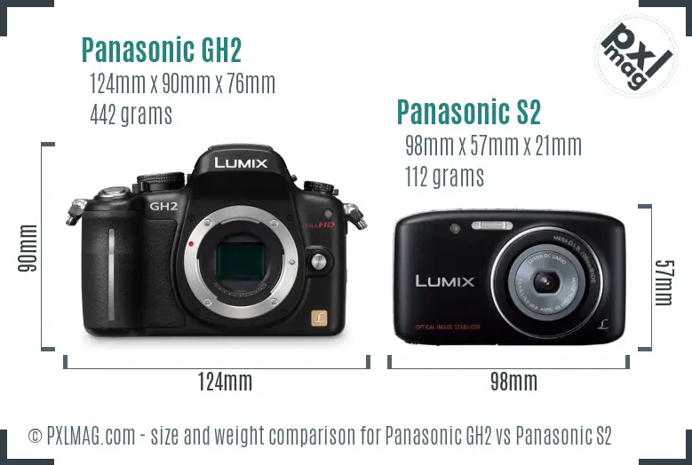 Panasonic GH2 vs Panasonic S2 size comparison