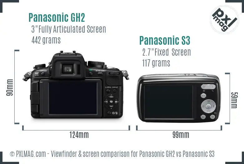Panasonic GH2 vs Panasonic S3 Screen and Viewfinder comparison