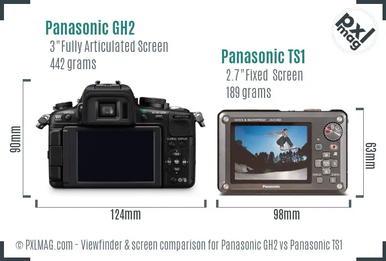 Panasonic GH2 vs Panasonic TS1 Screen and Viewfinder comparison