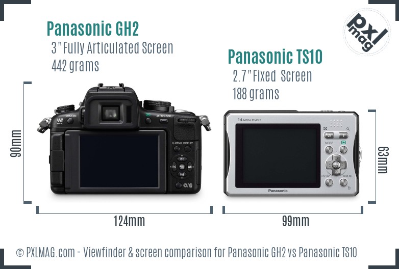 Panasonic GH2 vs Panasonic TS10 Screen and Viewfinder comparison