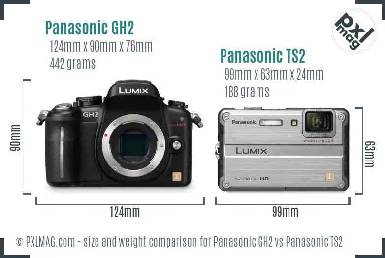 Panasonic GH2 vs Panasonic TS2 size comparison