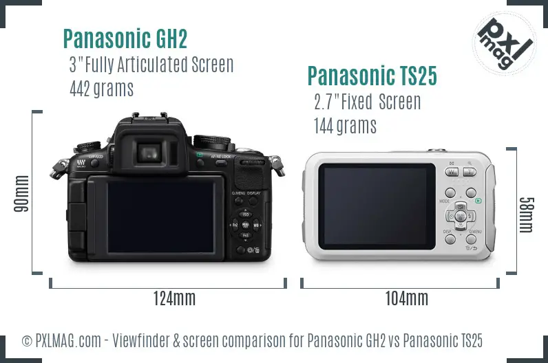 Panasonic GH2 vs Panasonic TS25 Screen and Viewfinder comparison