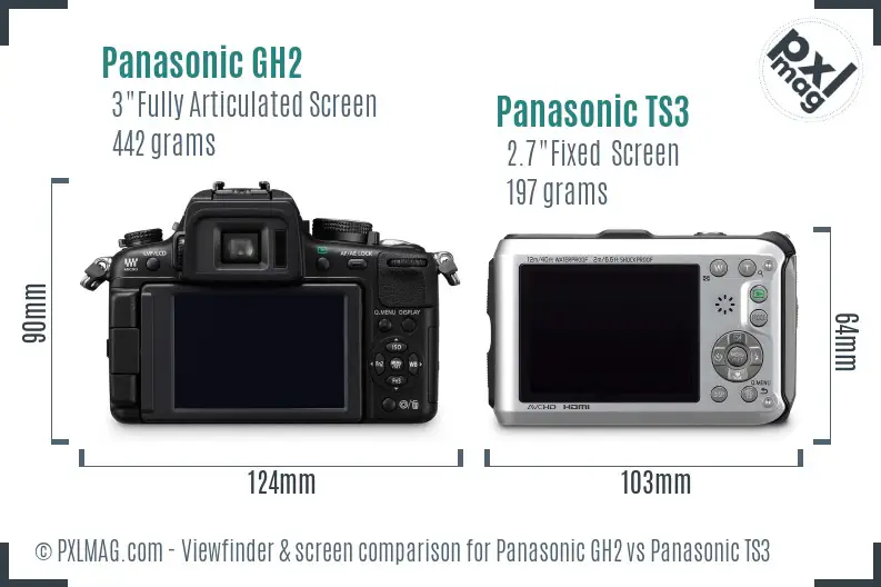 Panasonic GH2 vs Panasonic TS3 Screen and Viewfinder comparison