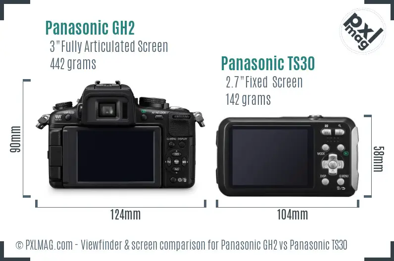 Panasonic GH2 vs Panasonic TS30 Screen and Viewfinder comparison