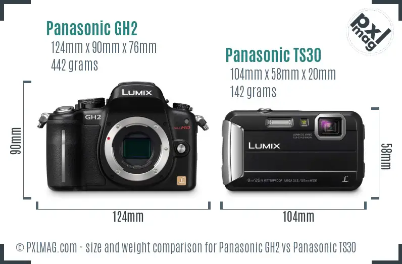 Panasonic GH2 vs Panasonic TS30 size comparison