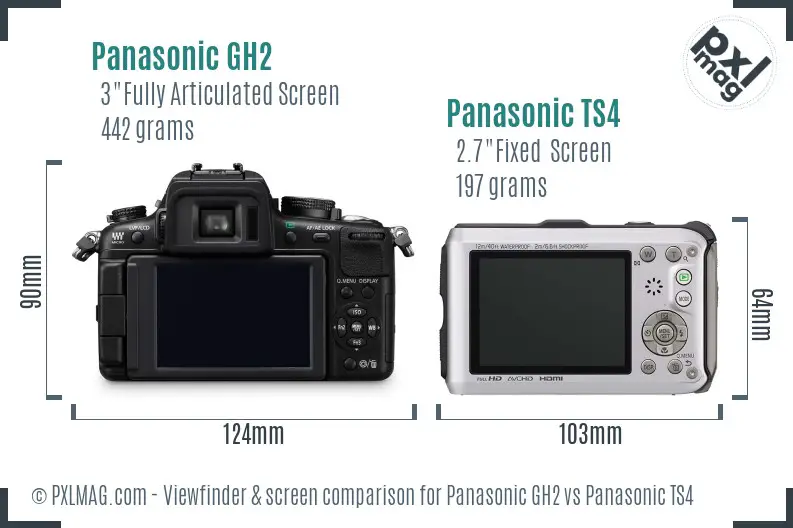 Panasonic GH2 vs Panasonic TS4 Screen and Viewfinder comparison