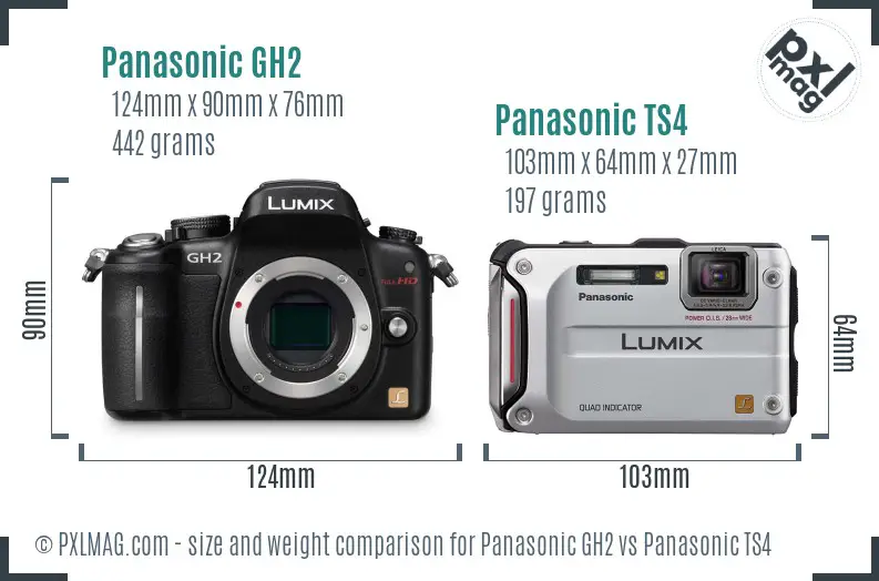 Panasonic GH2 vs Panasonic TS4 size comparison