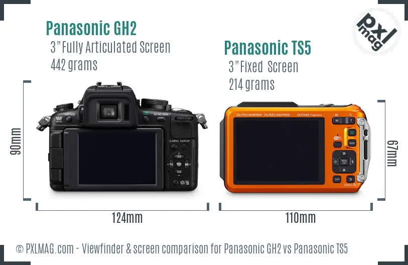 Panasonic GH2 vs Panasonic TS5 Screen and Viewfinder comparison