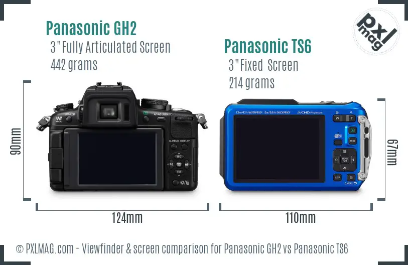 Panasonic GH2 vs Panasonic TS6 Screen and Viewfinder comparison