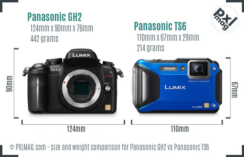 Panasonic GH2 vs Panasonic TS6 size comparison