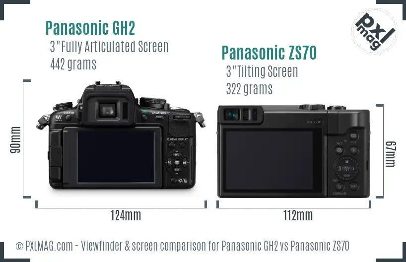 Panasonic GH2 vs Panasonic ZS70 Screen and Viewfinder comparison