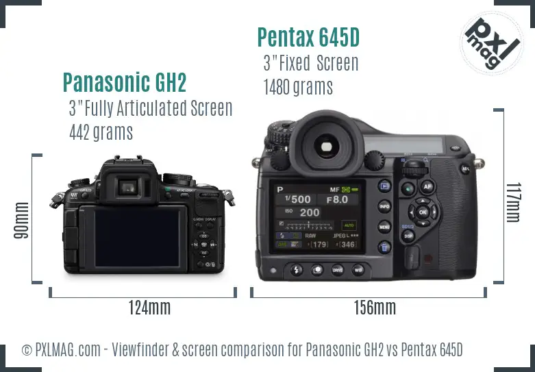 Panasonic GH2 vs Pentax 645D Screen and Viewfinder comparison