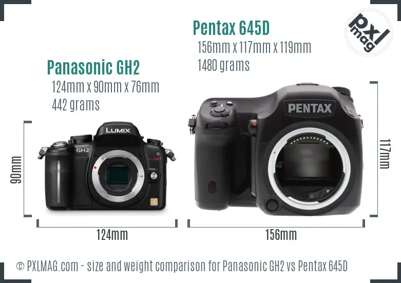 Panasonic GH2 vs Pentax 645D size comparison