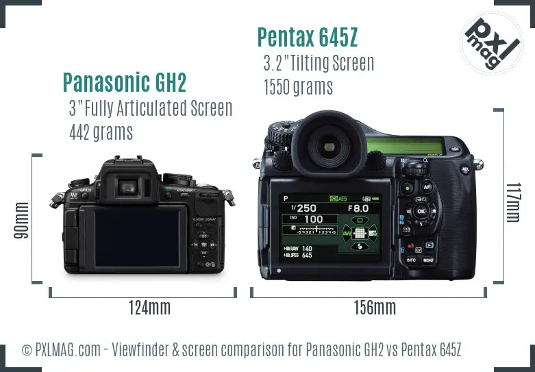 Panasonic GH2 vs Pentax 645Z Screen and Viewfinder comparison