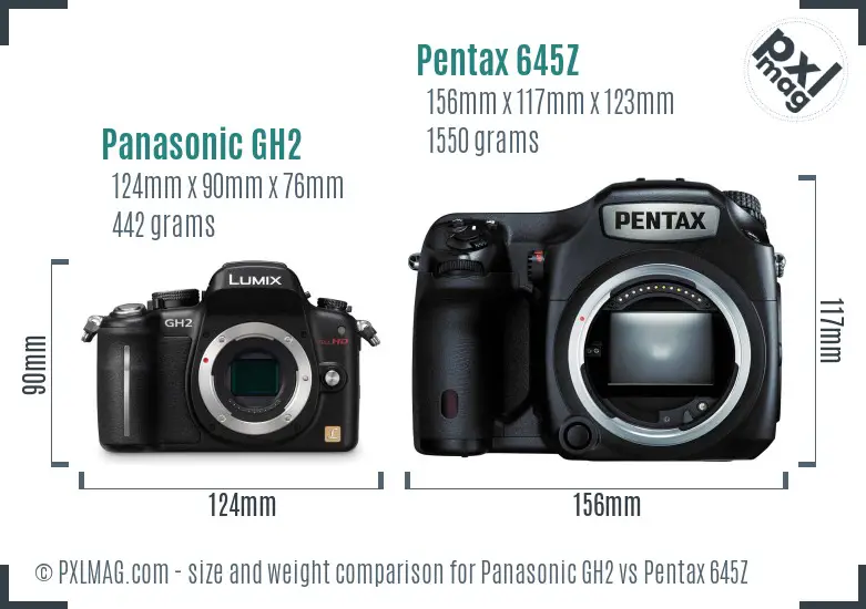 Panasonic GH2 vs Pentax 645Z size comparison
