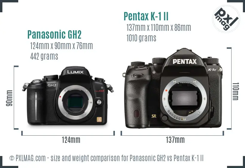 Panasonic GH2 vs Pentax K-1 II size comparison