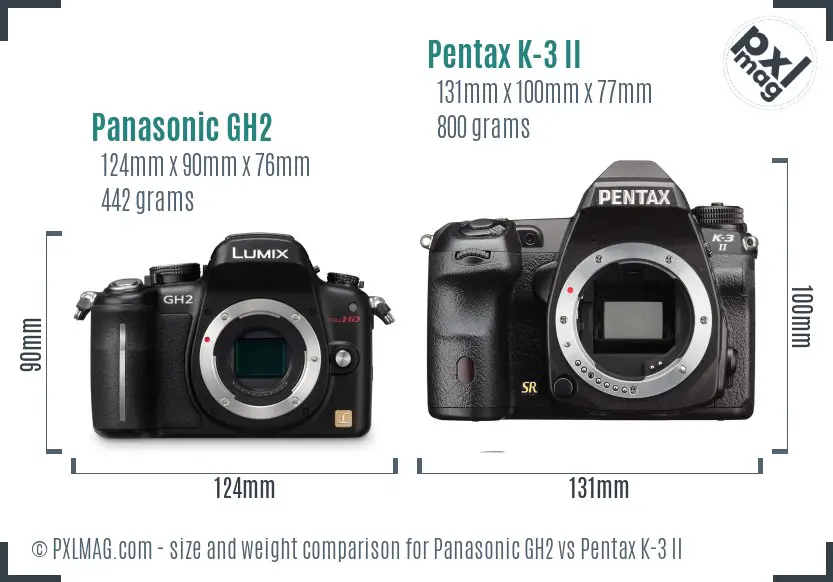 Panasonic GH2 vs Pentax K-3 II size comparison