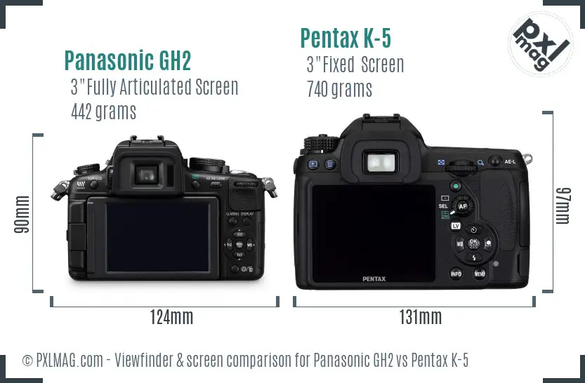 Panasonic GH2 vs Pentax K-5 Screen and Viewfinder comparison