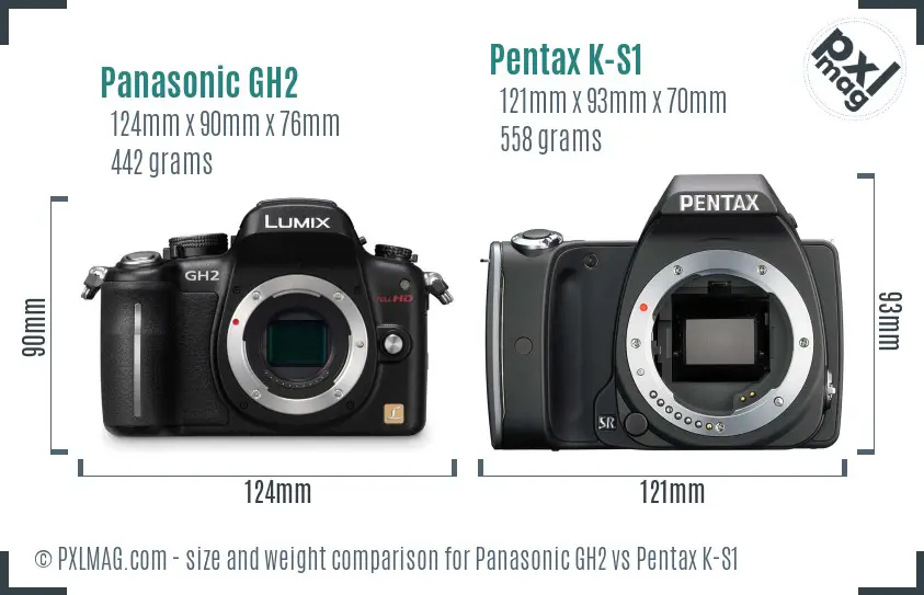 Panasonic GH2 vs Pentax K-S1 size comparison