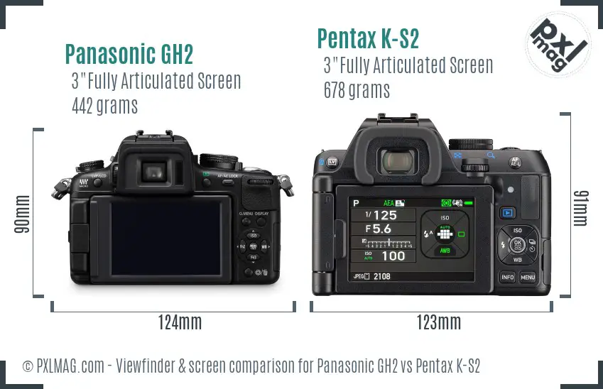Panasonic GH2 vs Pentax K-S2 Screen and Viewfinder comparison