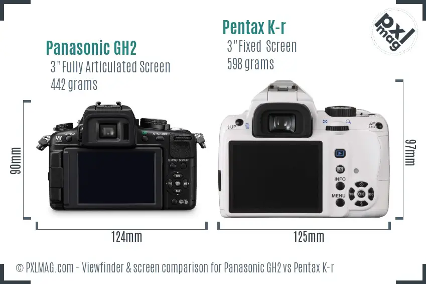 Panasonic GH2 vs Pentax K-r Screen and Viewfinder comparison