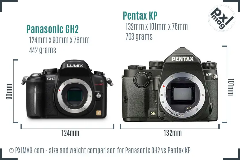 Panasonic GH2 vs Pentax KP size comparison