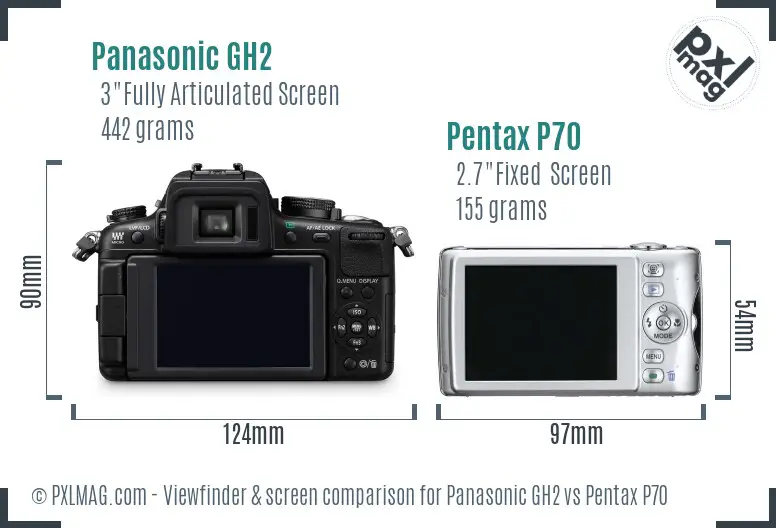 Panasonic GH2 vs Pentax P70 Screen and Viewfinder comparison