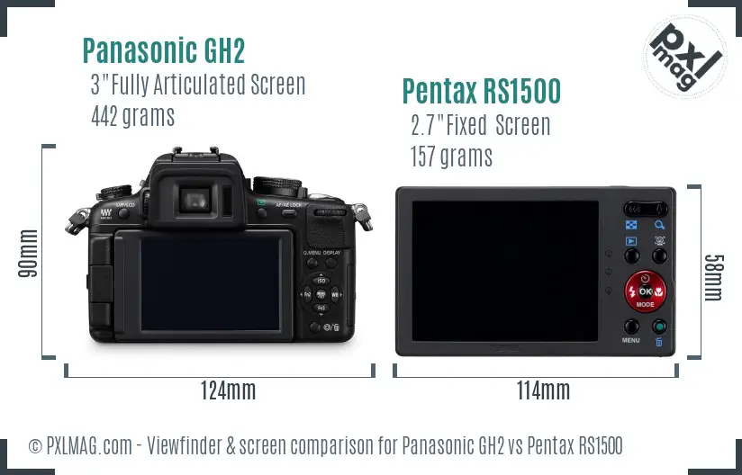 Panasonic GH2 vs Pentax RS1500 Screen and Viewfinder comparison