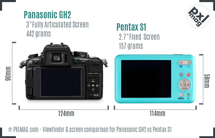 Panasonic GH2 vs Pentax S1 Screen and Viewfinder comparison