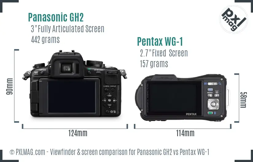 Panasonic GH2 vs Pentax WG-1 Screen and Viewfinder comparison