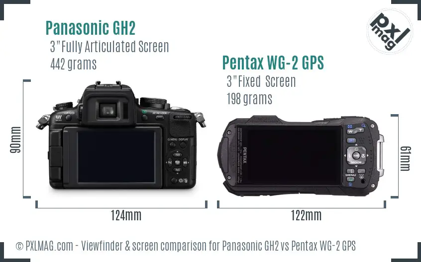Panasonic GH2 vs Pentax WG-2 GPS Screen and Viewfinder comparison