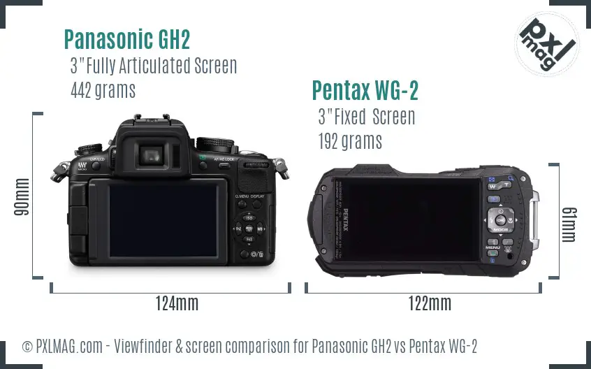 Panasonic GH2 vs Pentax WG-2 Screen and Viewfinder comparison