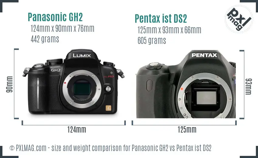 Panasonic GH2 vs Pentax ist DS2 size comparison