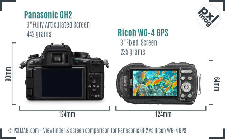 Panasonic GH2 vs Ricoh WG-4 GPS Screen and Viewfinder comparison