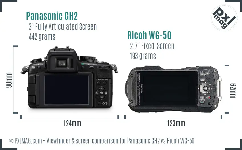 Panasonic GH2 vs Ricoh WG-50 Screen and Viewfinder comparison