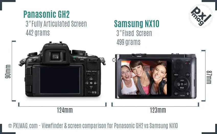 Panasonic GH2 vs Samsung NX10 Screen and Viewfinder comparison