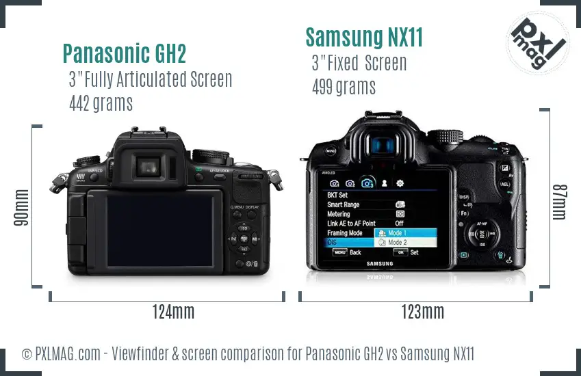 Panasonic GH2 vs Samsung NX11 Screen and Viewfinder comparison Panasonic GH2 vs Samsung NX11 Screen and Viewfinder comparison