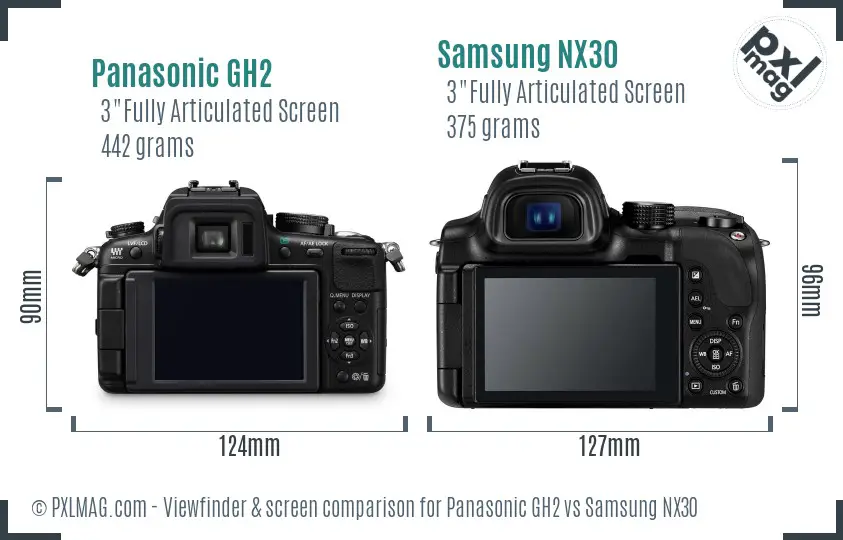 Panasonic GH2 vs Samsung NX30 Screen and Viewfinder comparison