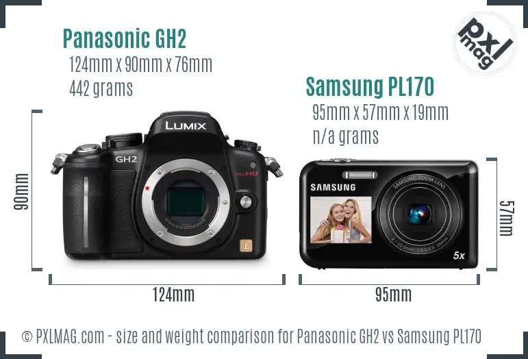 Panasonic GH2 vs Samsung PL170 size comparison