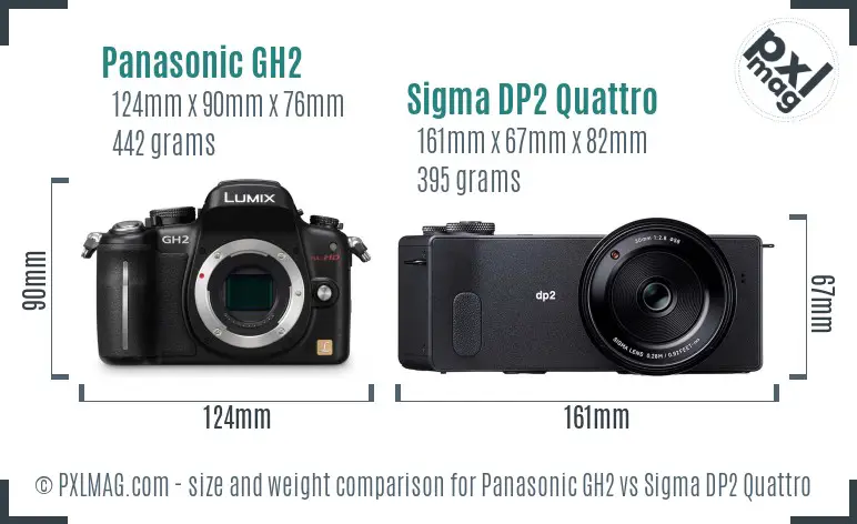 Panasonic GH2 vs Sigma DP2 Quattro size comparison