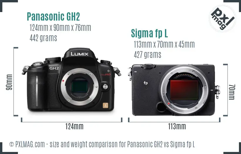 Panasonic GH2 vs Sigma fp L size comparison
