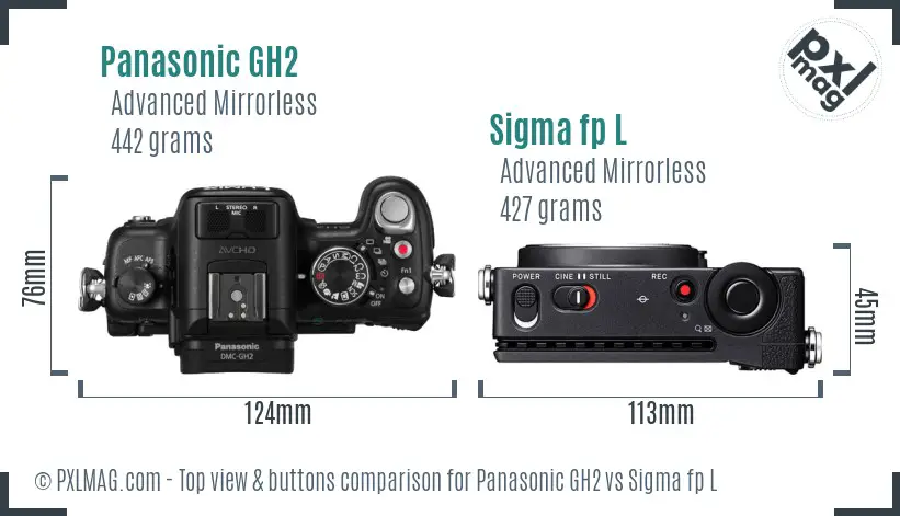 Panasonic GH2 vs Sigma fp L top view buttons comparison