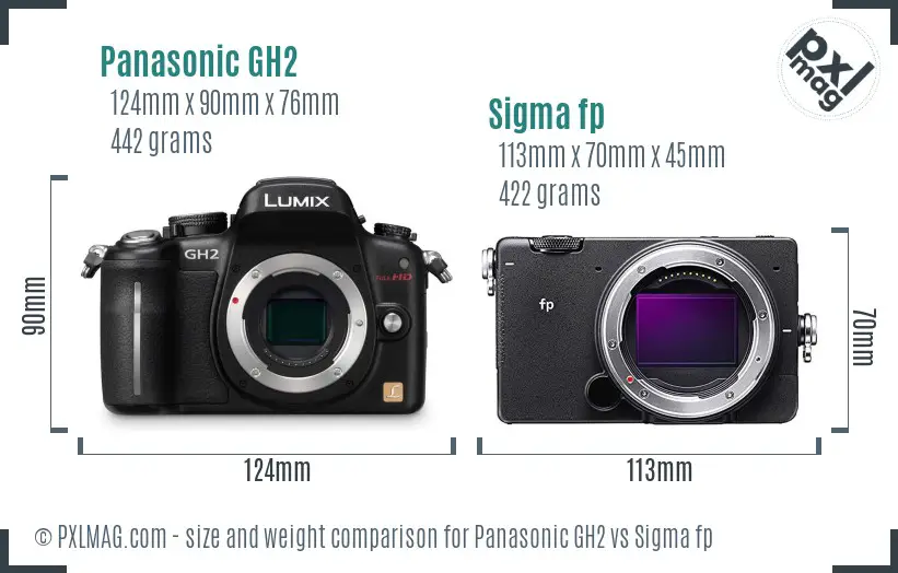 Panasonic GH2 vs Sigma fp size comparison