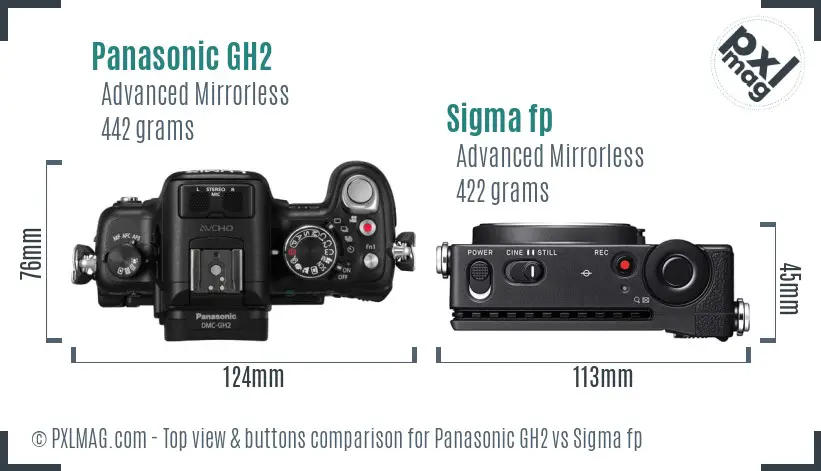 Panasonic GH2 vs Sigma fp top view buttons comparison
