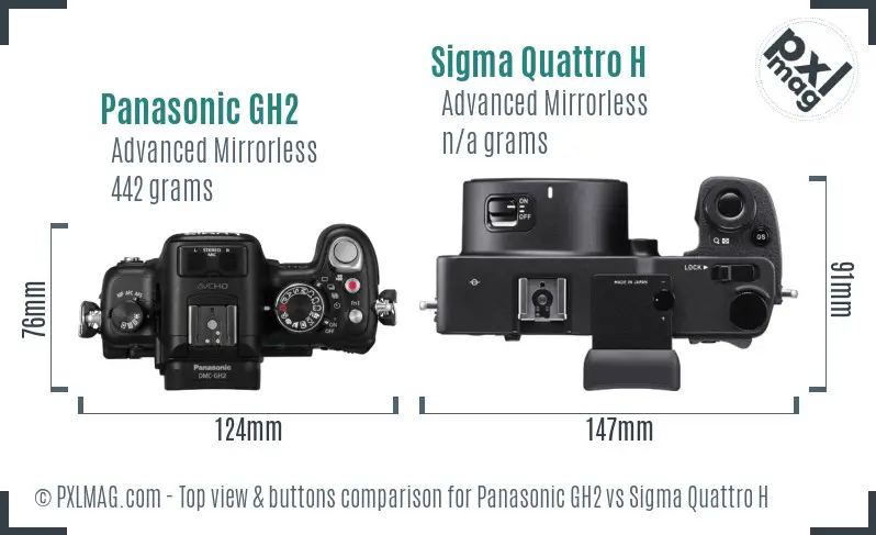 Panasonic GH2 vs Sigma Quattro H top view buttons comparison