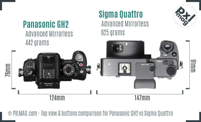 Panasonic GH2 vs Sigma Quattro top view buttons comparison