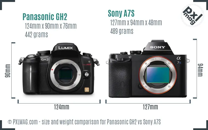 Panasonic GH2 vs Sony A7S size comparison